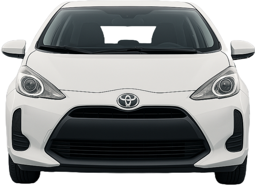 Services - Front view of a white compact car on a plain background
