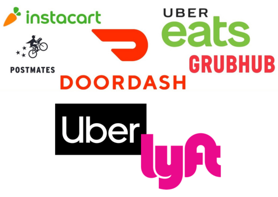 Logos of popular food delivery and ride-sharing services